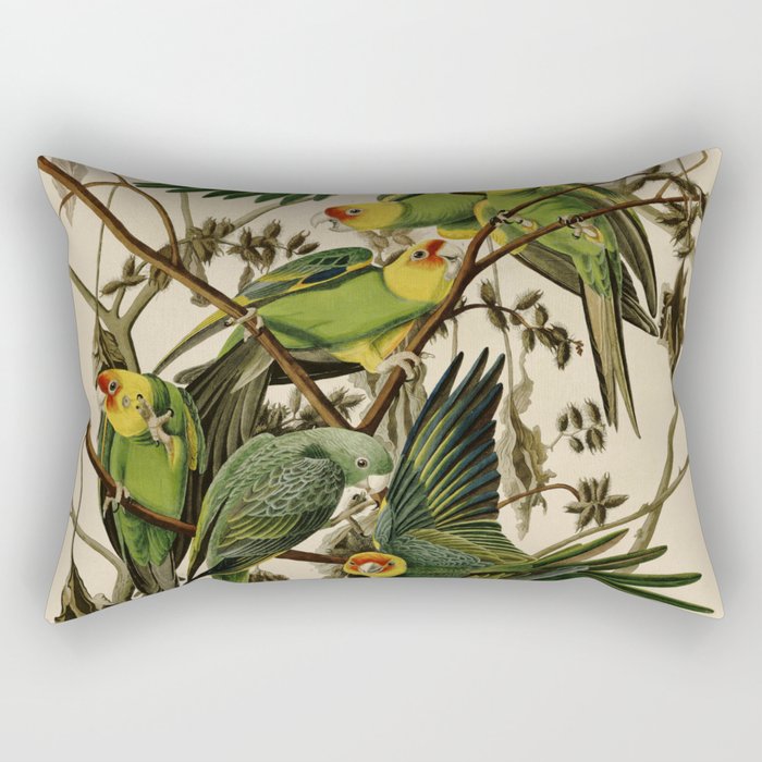 Vintage Parrot Illustration Rectangular Pillow