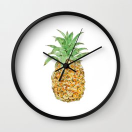 pineapple  ink and watercolor painting Wall Clock