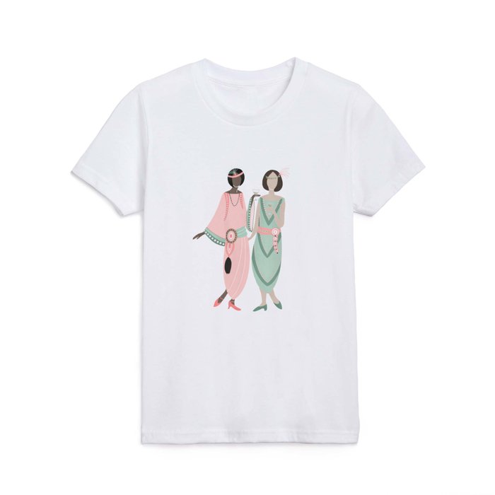 Art Deco Flapper girls Kids T Shirt