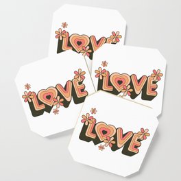 Love Retro flowers and heart design Coaster