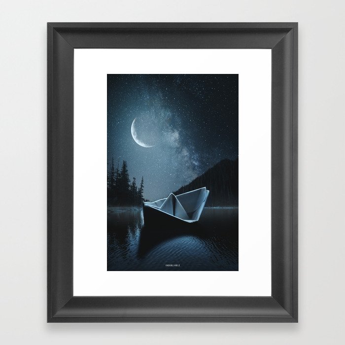 Boat at night Framed Art Print