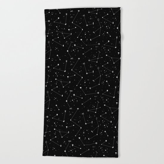 Constellations (Black) Beach Towel