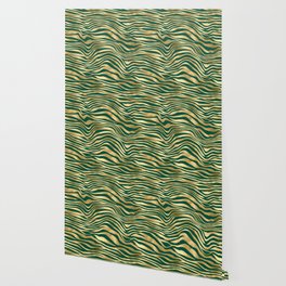 Green Gold Zebra Skin Print Pattern Wallpaper