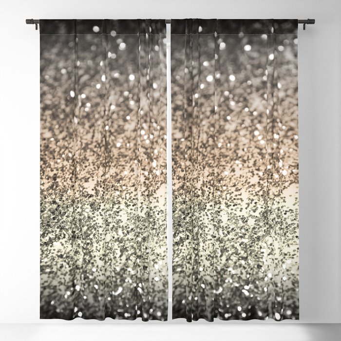 Sparkling GOLD BLACK Lady Glitter #2 (Faux Glitter) #decor #art #society6 Blackout Curtain