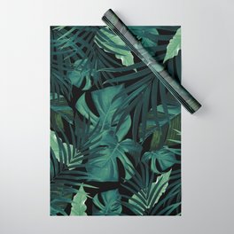 Tropical Jungle Night Leaves Pattern #1 #tropical #decor #art #society6 Wrapping Paper