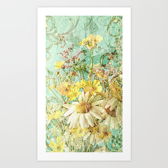 Boho Daisies and Buttercups Art Print