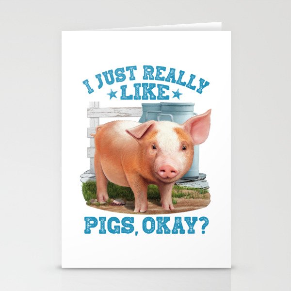 Cute Young Pig Farm Motive Stationery Cards