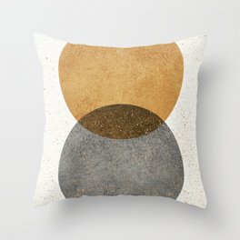 Circle Abstract - Gold Grey Texture Throw Pillow
