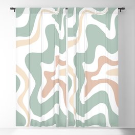 Liquid Swirl Abstract Pattern in Celadon Sage Blackout Curtain