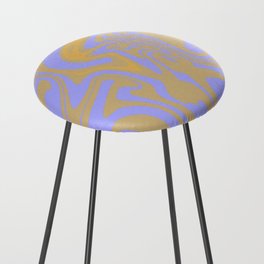 Periwinkle And Mustard Yellow Liquid Marble ,Swirl Abstract Pattern, Counter Stool