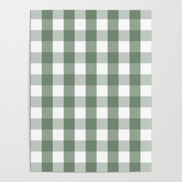 Gingham Plaid Pattern (sage green/white) Poster