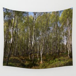 Scottish Highlands Birch Forest Spring Sunlight Effect  Wall Tapestry