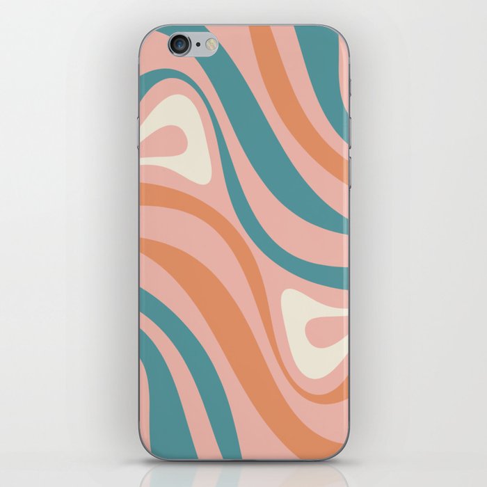 New Groove Colorful Retro Swirl Abstract Pattern Pink Orange Teal iPhone Skin