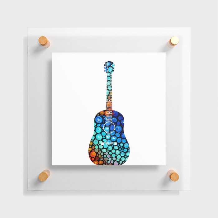 Colorful Mosaic Acoustic Guitar Art Music Floating Acrylic Print