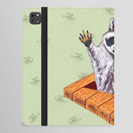 Peeking Raccoons #5 Green Pallet- iPad Folio Case