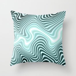 Optical Waves Aquamarine Throw Pillow