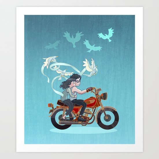 Motorcycle Couple Art Print