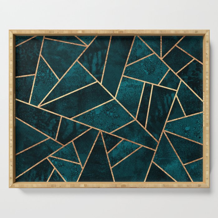 Deep Teal Stone Serving Tray