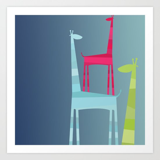 Giraffe Trio Art Print