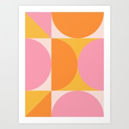 Mid Century Modern Scandinavian Geometric Abstract 354 Pink Yellow and Orange Art Print