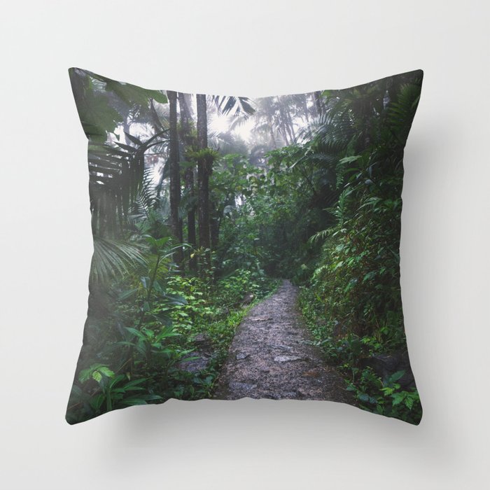 Brazil Photography - Small Trail Going Through The Rain Forest Throw Pillow