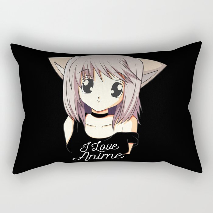 I Love Anime Cute Anime Girl Japanese Gift Rectangular Pillow by