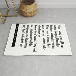 Happiness is the key to life - Literature - Typography Print Rug