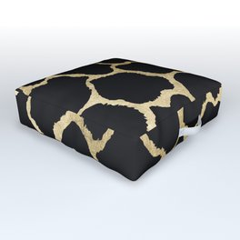 Elegant Abstract Black Gold Giraffe Animal Print Outdoor Floor Cushion