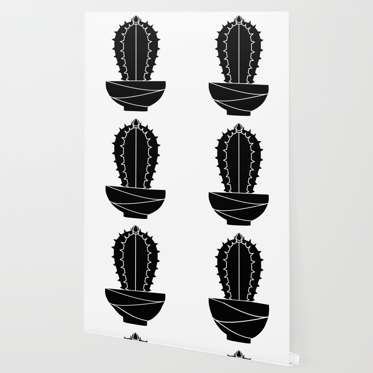 Boho Minimalist Spiky Black Cactus Plant in Pot Wallpaper by Jo Rymell |  Society6