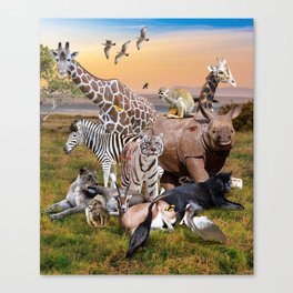 Desert African Animal Animals Group Scene Canvas Print