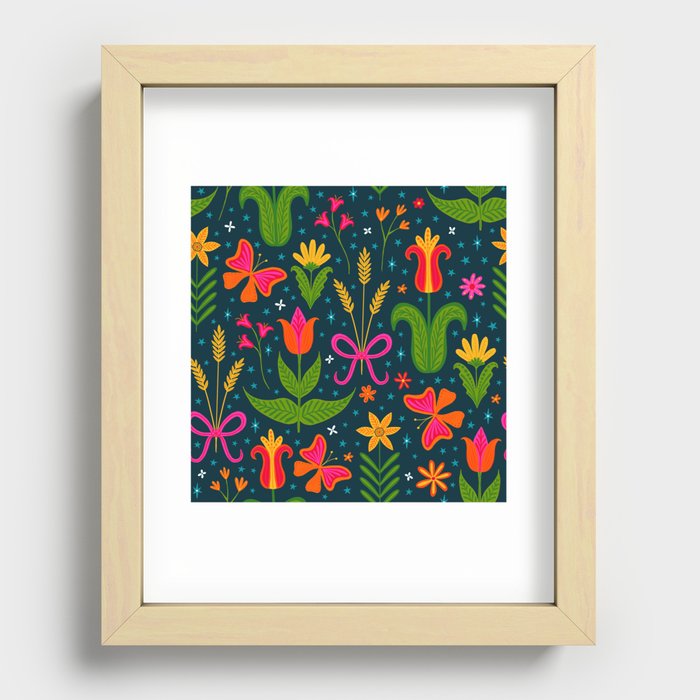 bright and folky Recessed Framed Print