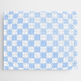 Checked Orb Subtle Warp Check Pattern in Light Blue Jigsaw Puzzle