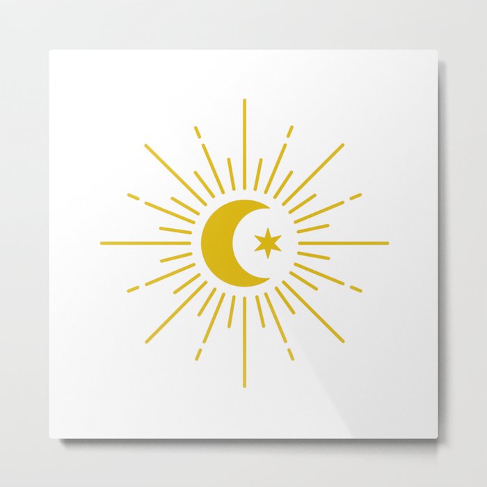 Minimalist Moon (gold) Metal Print