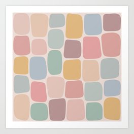 Minimal Blocks - Pastel Rainbow Art Print