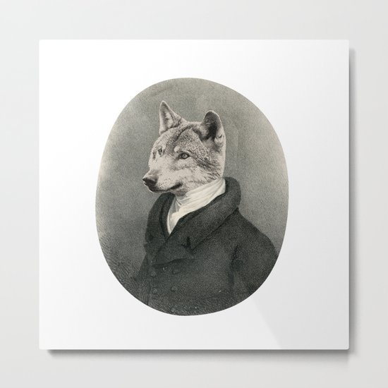 Lithography wolf Metal Print