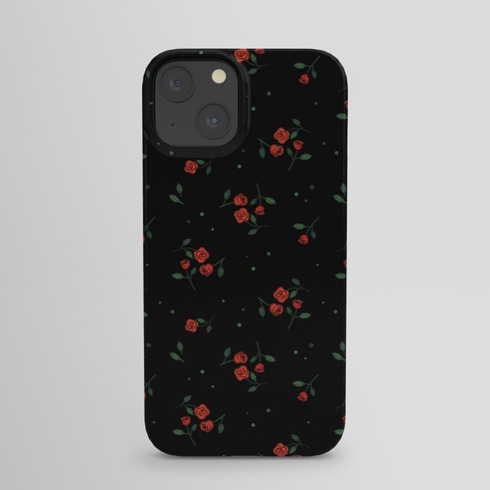 Red roses black iPhone Case