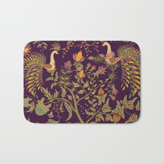 Birds of Paradise. Colorful illustration. Bath Mat