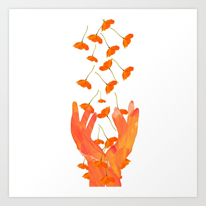 Wonderful Poppy Flowers Orange Coral Color White Background #decor #society6 #buyart Art Print