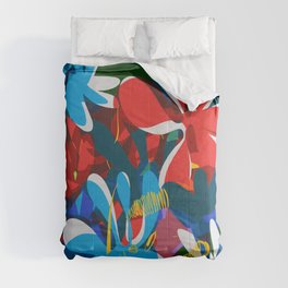 Abstract Colorful Spring Flowers Pattern Art Comforter