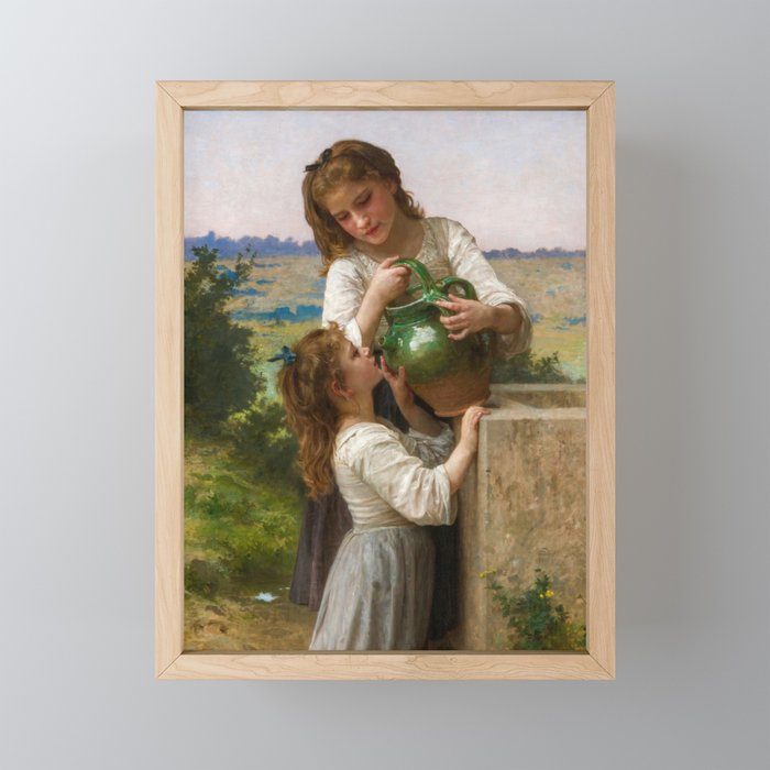 At The Fountain by William Adolphe Bouguereau Framed Mini Art Print