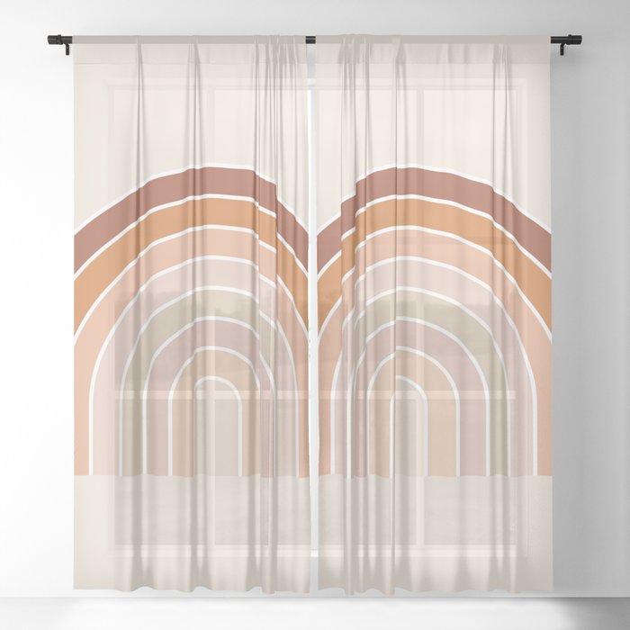 Boho Rainbow Earth Tones Terracotta Sheer Curtain