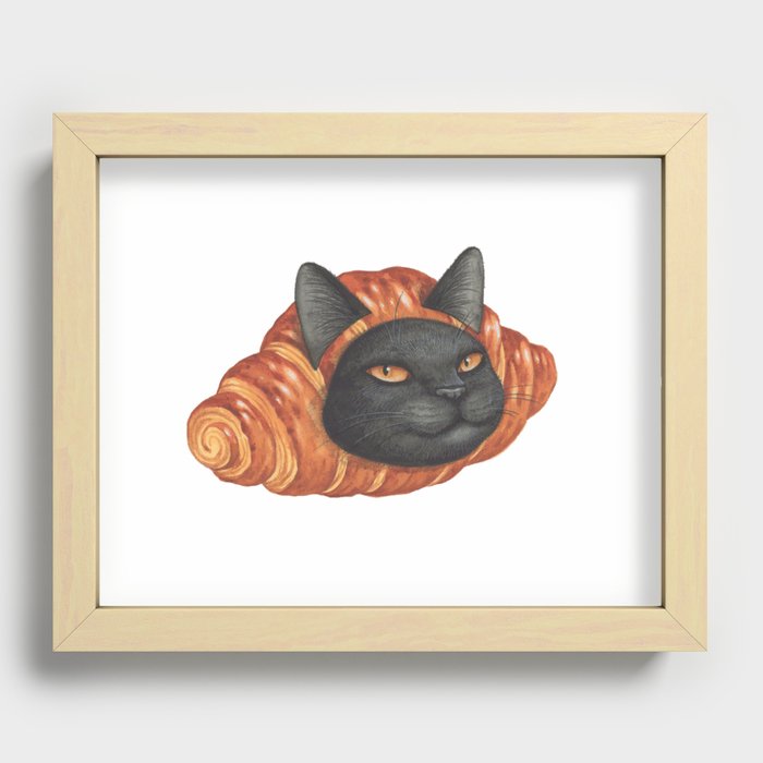 Croissant cat Recessed Framed Print