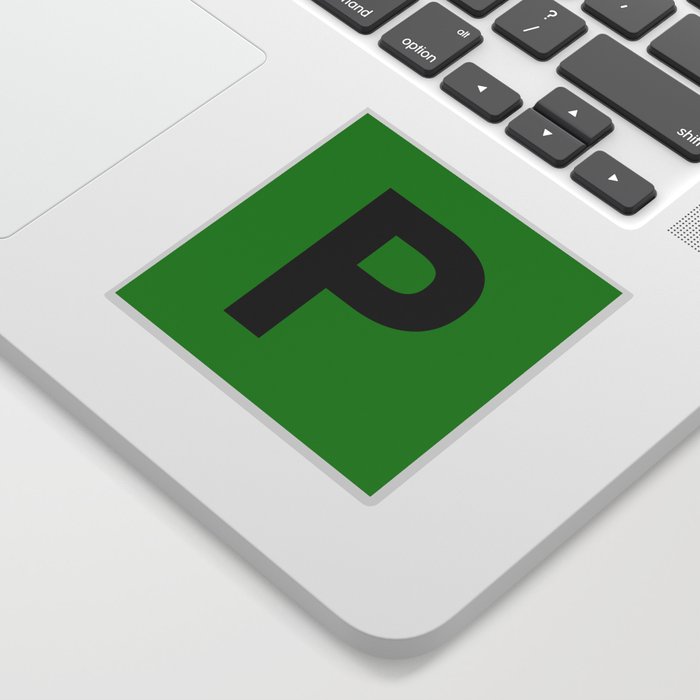 Letter P (Black & Green) Sticker