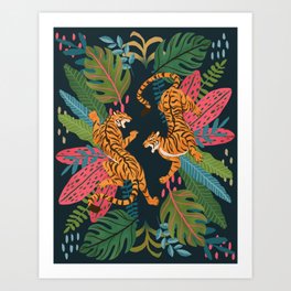 Jungle Cats - Roaring Tigers Art Print