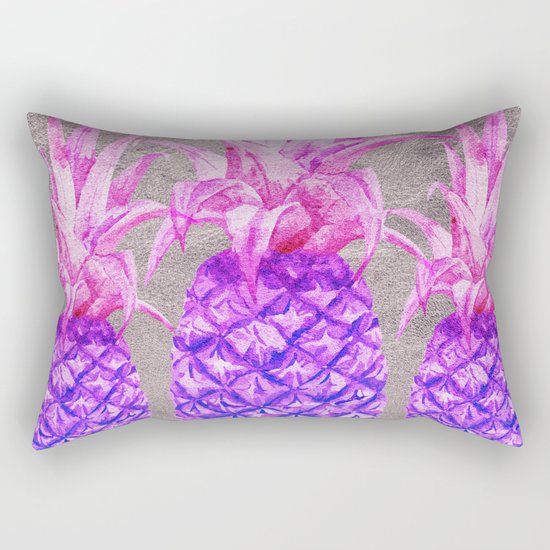 Pineapple on silver Rectangular Pillow