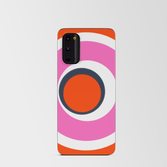 Modern Abstract Circles Pink Red and Navy Blue Android Card Case