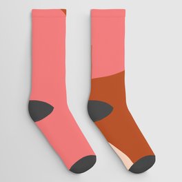 Abstract mid century warm shape design 1 Socks