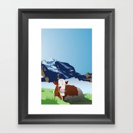 Interlaken, Switzerland (Cow in a Meadow) Framed Art Print