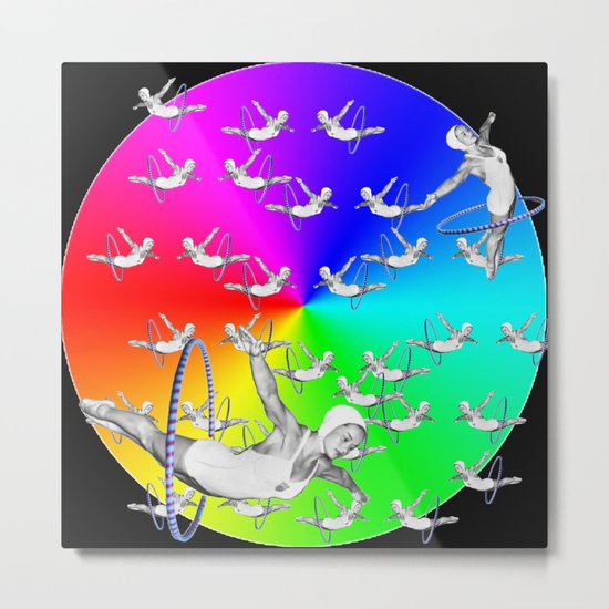 Synchronised Rainbow Hoop Divers Metal Print