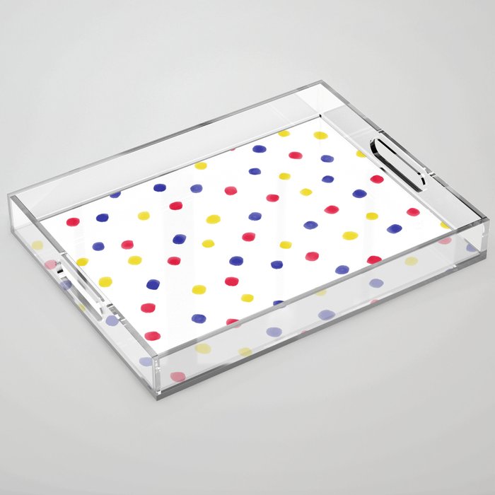 Polka Dot Pattern (blue/red/yellow) Acrylic Tray